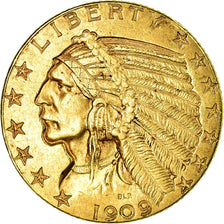 Münze, Vereinigte Staaten, Indian Head, $5, Half Eagle, 1909, Philadelphia, VZ