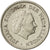 Netherlands, Juliana, 25 Cents, 1956, EF(40-45), Nickel, KM:183