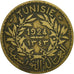 Tunesien, Anonymous, 2 Francs, 1924, Paris, SS, Aluminum-Bronze, KM:248