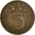 Moneda, Países Bajos, Juliana, 5 Cents, 1953, MBC+, Bronce, KM:181