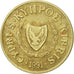 Coin, Cyprus, 2 Cents, 1991, EF(40-45), Nickel-brass, KM:54.3