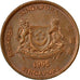 Moneda, Singapur, Cent, 1995, Singapore Mint, MBC, Cobre chapado en cinc, KM:98
