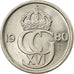 Munten, Zweden, Carl XVI Gustaf, 25 Öre, 1980, ZF, Copper-nickel, KM:851