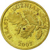 Moneda, Croacia, 5 Lipa, 2007, BC+, Latón chapado en acero, KM:5