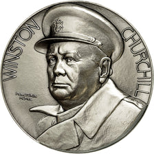 France, Medal, Winston Churchill, Turin, SPL+, Silvered bronze