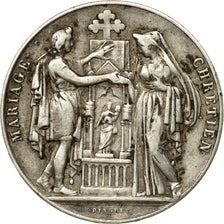 France, Medal, Religion, Mariage Chrétien, Pingret, AU(50-53), Silver