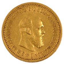 Russia, 5 Roubles, 1890, Saint-Petersburg, AU(55-58), Gold, 6.50