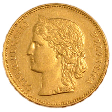 SWITZERLAND, 20 Francs, 1895, Bern, KM #31.3, AU(55-58), Gold, 6.50