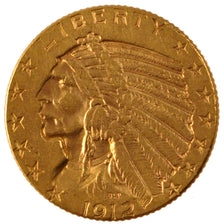 UNITED STATES, Indian Head, $5, Half Eagle, 1912, U.S. Mint, KM #129,...