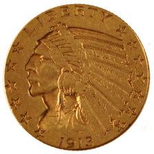 UNITED STATES, Indian Head, $5, Half Eagle, 1913, U.S. Mint, KM #129,...