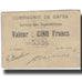 Banknote, Tunisia, GAFSA, 5 Francs, valeur faciale, 1915, 1915-12-25, EF(40-45)