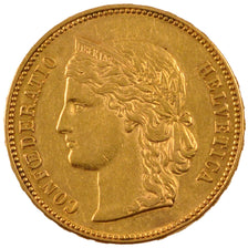 Svizzera, 20 Francs, 1896, Bern, BB+, Oro, KM:31.3