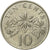 Moneta, Singapur, 10 Cents, 1993, Singapore Mint, EF(40-45), Miedź-Nikiel