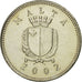 Moneta, Malta, 2 Cents, 2002, AU(50-53), Miedź-Nikiel, KM:94