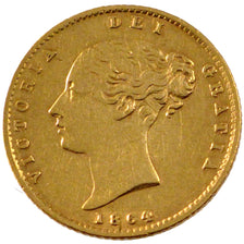 GREAT BRITAIN, 1/2 Sovereign, 1864, KM #735.2, EF(40-45), Gold, 3.95