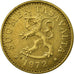 Moneda, Finlandia, 20 Pennia, 1972, MBC, Aluminio - bronce, KM:47
