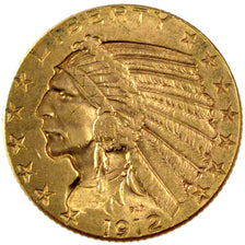 UNITED STATES, Indian Head, $5, Half Eagle, 1912, U.S. Mint, KM #129,...