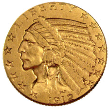 UNITED STATES, Indian Head, $5, Half Eagle, 1912, U.S. Mint, KM #129,...