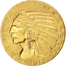 Stati Uniti, Indian Head, $5, Half Eagle, 1913, U.S. Mint, San Francisco, BB+...