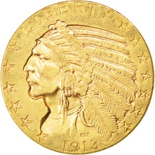 UNITED STATES, Indian Head, $5, Half Eagle, 1913, U.S. Mint, KM #129,...