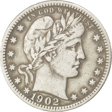 UNITED STATES, Barber Quarter, Quarter, 1902, U.S. Mint, KM #114, EF(40-45),...