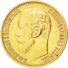 Russia, Nicholas II, 5 Roubles, 1898, St. Petersburg, BB+, Oro, KM:62