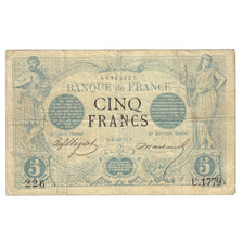 France, 5 Francs, Noir, U.1779, 1873, VF(20-25), Fayette:1.14, KM:60