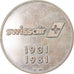 Szwajcaria, Medal, Cinquantenaire de Swissair, Lotnictwo, 1981, AU(55-58)
