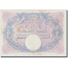 France, 50 Francs, Bleu et Rose, 1913, 1913-02-18, VF(20-25), KM:64e