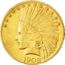 Coin, United States, Indian Head, $10, Eagle, 1908, U.S. Mint, Philadelphia