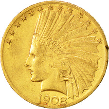 Coin, United States, Indian Head, $10, Eagle, 1908, U.S. Mint, Philadelphia