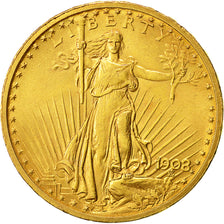 Coin, United States, Saint-Gaudens, $20, Double Eagle, 1908, U.S. Mint