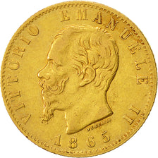 Münze, Italien, Vittorio Emanuele II, 20 Lire, 1865, Torino, SS+, Gold, KM:10.1