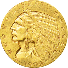 Monnaie, États-Unis, Indian Head, $5, Half Eagle, 1909, U.S. Mint, Denver