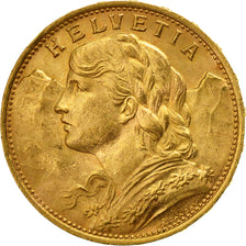 Münze, Schweiz, 20 Francs, 1922, Bern, SS+, Gold, KM:35.1