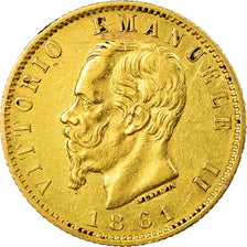 Munten, Italië, Vittorio Emanuele II, 20 Lire, 1861, Torino, FR, Goud, KM:10.1