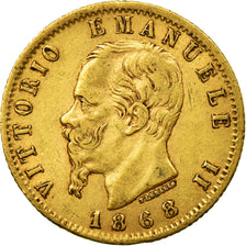 Munten, Italië, Vittorio Emanuele II, 20 Lire, 1868, Torino, ZF, Goud, KM:10.1