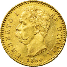 Moeda, Itália, Umberto I, 20 Lire, 1884, Rome, AU(55-58), Dourado, KM:21