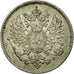 Moeda, Finlândia, Nicholas II, 25 Penniä, 1909, AU(55-58), Prata, KM:6.2