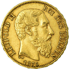 Münze, Belgien, Leopold II, 20 Francs, 20 Frank, 1875, VZ, Gold, KM:37