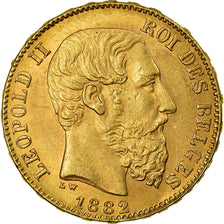 Moneta, Belgio, Leopold II, 20 Francs, 20 Frank, 1882, SPL-, Oro, KM:37