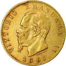 Coin, Italy, Vittorio Emanuele II, 20 Lire, 1867, Torino, EF(40-45), Gold