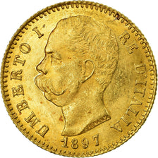 Moeda, Itália, Umberto I, 20 Lire, 1897, Rome, MS(63), Dourado, KM:21