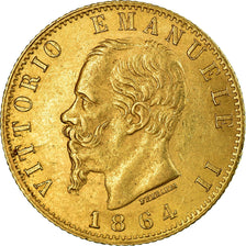 Münze, Italien, Vittorio Emanuele II, 20 Lire, 1864, Torino, SS+, Gold, KM:10.1