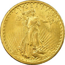 Moneta, USA, Saint-Gaudens, $20, Double Eagle, 1907, U.S. Mint, Philadelphia