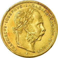 Moneta, Austria, Franz Joseph I, 8 Florins-20 Francs, 1886, AU(50-53), Złoto