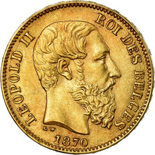 Münze, Belgien, Leopold II, 20 Francs, 20 Frank, 1870, Brussels, UNZ, Gold