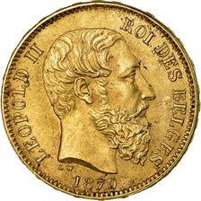 Moeda, Bélgica, Leopold II, 20 Francs, 20 Frank, 1870, Brussels, AU(55-58)