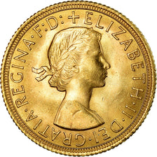 Moeda, Grã-Bretanha, Elizabeth II, Sovereign, 1962, MS(63), Dourado, KM:908