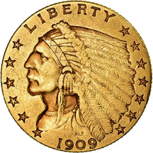 Moneda, Estados Unidos, Indian Head, $2.50, Quarter Eagle, 1909, U.S. Mint